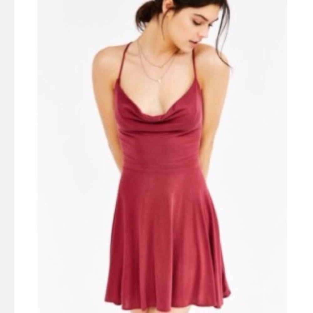 Urban Outfitters Cowl Neck Spaghetti Strap Dress - Dusty Rose